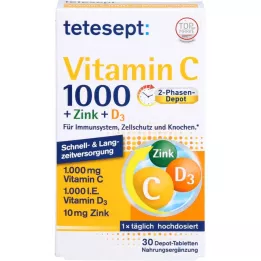 TETESEPT Vitamina C 1.000+Zinc+D3 1.000 U.I. comprimidos, 30 uds