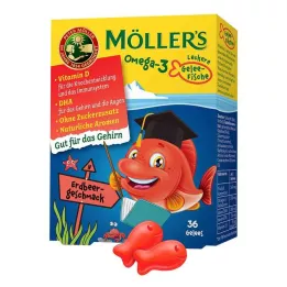 MÖLLERS Omega-3 Jelly Fish Tabletas masticables de fresa, 36 uds
