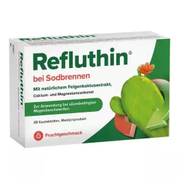 REFLUTHIN Comprimidos masticables para la acidez de estómago, sabor a fruta, 48 uds