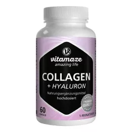 COLLAGEN Cápsulas de dosis alta de 300 mg + ácido hialurónico de 100 mg, 60 uds
