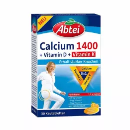 ABTEI Tabletas masticables de calcio 1400 + vitamina D3 + K, 30 uds