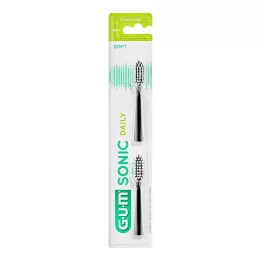 GUM SONIC DAILY Cabeza de cepillo de reemplazo Negro, 2 pz