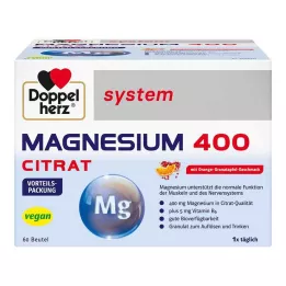 DOPPELHERZ Sistema de citrato de magnesio 400 en gránulos, 60 uds