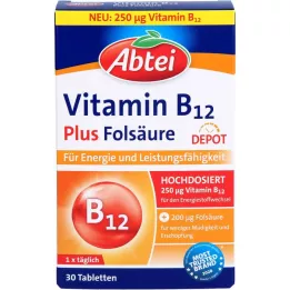 Abtei Tabletas de depósito de ácido fólico de vitamina B12 más, 30 pz
