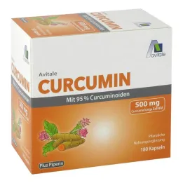 Curcumina 500 mg 95% curcuminoides + cápsulas de piperina, 180 piezas