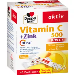 DOPPELHERZ Vitamina C 500+Zink Depot DIRECT gránulos, 40 pz