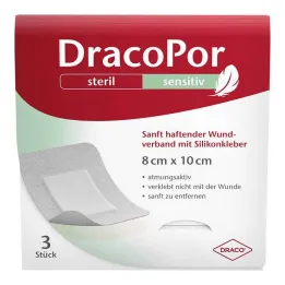 Dracopor sensible 8x10 cm estéril con adhesivo de silicona, 3 piezas