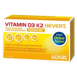 VITAMIN D3 K2 Hevert plus Ca Mg 1000 IE/2 cápsulas, 120 uds