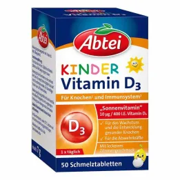 Tabletas de fusión de vitamina D3 para niños Abbey, 50 piezas