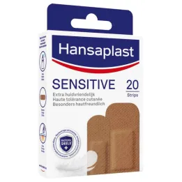 Hansaplast SENSITIVE Tiras de yeso tono de piel medio, 20 piezas