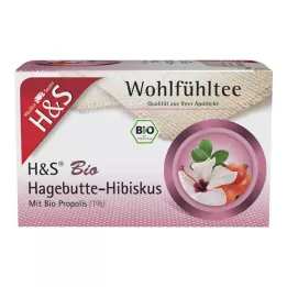 H&amp;S Bolsas de filtro de rosa mosqueta e hibisco orgánico, 20 x 3,0 g