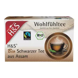Bolsas de filtro de té negro orgánico H&amp;S de Assam, 20 x 1,80 g