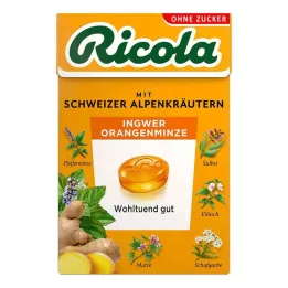 RICOLA Bombones de menta y jengibre, naranja y caja de 50 g