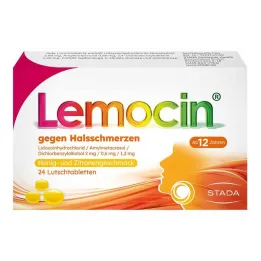 Lemocin® para dolores de garganta sabor miel y limón, 24 piezas