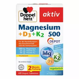 DOPPELHERZ Tabletas de magnesio 500+D3+K2 Depot, 60 uds