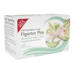 H&amp;S Figure Tea Plus con bolsa de filtro de zinc y selenio, 20X1,5 g