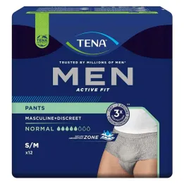 TENA® MEN ACTIVE FIT Pantalón normal gris S/M para incontinencia, 12 piezas