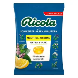 Ricola sin azúcar bolsa de limón mentolado extra fuerte, 75 g