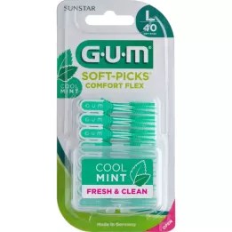 GUM Púas blandas Comfort Flex menta grande, 40 piezas