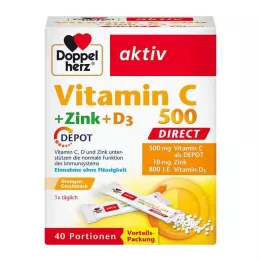 DOPPELHERZ Vitamina C 500+Zinc+D3 Depot DIRECT Pel., 40 st