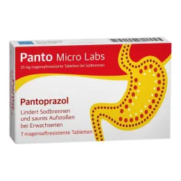 Panto Micro Labs 20 mg tabletas con recubrimiento entérico para la acidez estomacal, 7 piezas