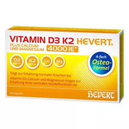 VITAMIN D3 K2 Hevert plus Ca Mg 4000 IE/2 cápsulas, 60 piezas