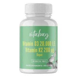 Vitamina D3 Depot 20.000 UI + Vitamina K2 200 mg comprimidos (180 piezas)