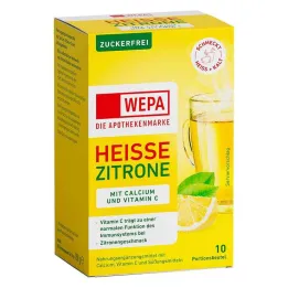 Wepa limón caliente + vitamina C + calcio en polvo sin azúcar, 10X10 g