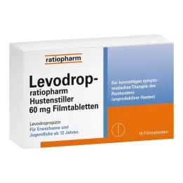 Levodrop-ratiopharm supresor de la tos 60 mg comprimidos recubiertos con película, 10 piezas