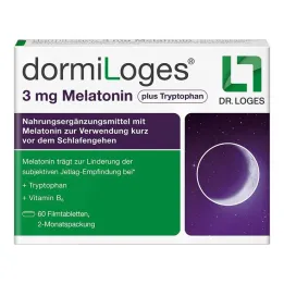 Dormiloges 3 mg de melatonina más tabletas recubiertas de película de triptófano, 60 piezas