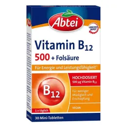 Abbey Vitamina B12 500 + comprimidos de ácido fólico (30 piezas)