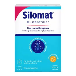 Silomat supresor de la tos dextrometorfano con sabor a miel, 20 piezas