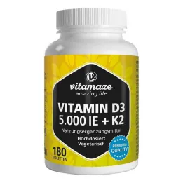 Vitamina D3 K2 5000 UI / 100 µg tabletas de dosis alta, 180 piezas