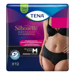 Pantalón de incontinencia negro Tena Silhouette Plus M, 12 piezas