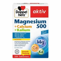 Doppelherz Magnesio 500 + Calcio + Tabletas de potasio, 100 piezas