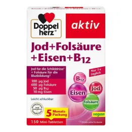 Doppelherz Yodo + ácido fólico + hierro + tabletas B12, 150 st