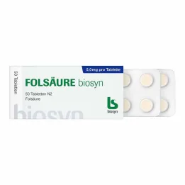 Tabletas Biosyn de ácido fólico, 50 piezas