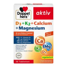 Doppelherz D3 + K2 + tabletas de calcio + magnesio, 30 piezas