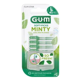 GUM Púas blandas Minty grandes, 40 piezas