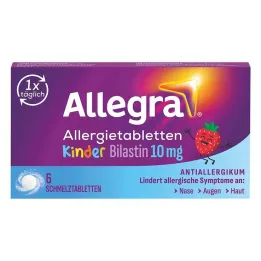 Tabletas para alergias Allegra para niños, tabletas de fusión de 10 mg, 6 piezas
