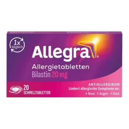 Tabletas para alergias Allegra 20 mg tabletas de fusión, 20 piezas