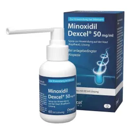 Minoxidil Dexcel 50 mg/ml spray para uso en el cuero cabelludo, 60 ml