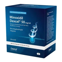Minoxidil Dexcel 50 mg / ml spray para uso en el cuero cabelludo, 3x60 ml