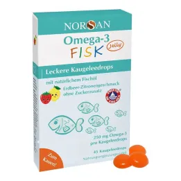 Norsan Omega-3 Fisk Jelly para niños grageas, 45 piezas