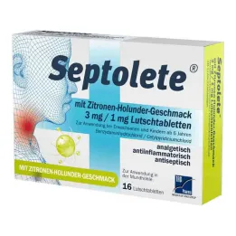 Septolete con sabor a limón y saúco 3 mg/1 mg de pastillas, 16 piezas