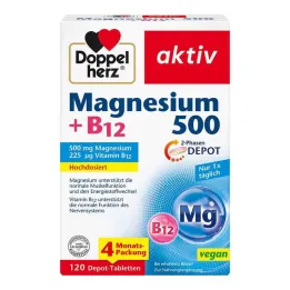 Doppelherz Magnesio 500 + B12 Tabletas de depósito de 2 fases, 120 ST