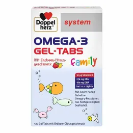 Doppelherz Omega-3 Gel-Tabs familia Sistema de cítricos de fresa, 120 piezas