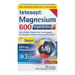 Tetesept Magnesio 600 Tabletas recubiertas de película de triple acción, 30 ST