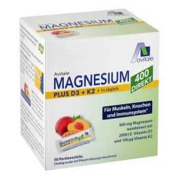 Magnesio 400 + D3 + K2 melocotón directo maracuyá, 50X2,5 g