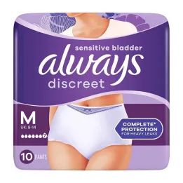 Pantalones de incontinencia siempre discretos más M, 10 piezas